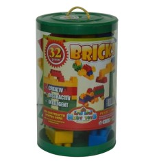 Jucarie creativa, pentru copii, cuburi de constructie, din plastic, set 32 de piese