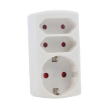 Adaptor 2 prize fara CP 6A + 1 priza cu CP 16A, Hoff Line, alb