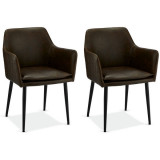 Set of 2 Dark Brown Dining Chairs Shiva