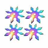 Cumpara ieftin Set patru stele de aruncat DEPOX&reg;, 8 colturi, metalic, multicolor, 10 cm