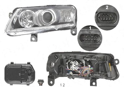 Far Audi A6 (C6), 05.2004-10.2008, fata, Stanga, xenon; cu daytime running light; D2S+P21W+PY21W+W5W; electric; fara unitate control; fara ballast; f foto