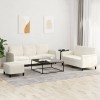 Set de canapele, 3 piese, crem, catifea