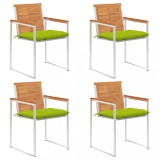 vidaXL Scaune de grădină cu perne, 4 buc., lemn masiv de acacia 3078496