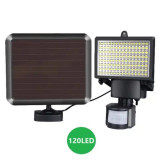 Proiector solar cu 120 LED-uri, Senzor de lumina/Miscare, Putere 120W