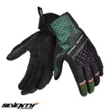 Manusi barbati pentru scuter - motocicleta Naked/Adventure vara Seventy model SD-N60 Two Stroke culoare: negru/verde/rosu &ndash; degete tactile L (9 cm)