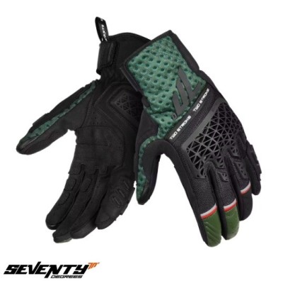 Manusi barbati pentru scuter - motocicleta Naked/Adventure vara Seventy model SD-N60 Two Stroke culoare: negru/verde/rosu &amp;ndash; degete tactile XXL (11 cm) foto