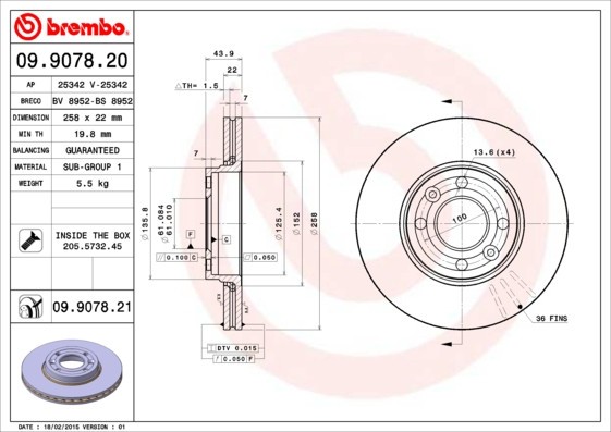 BREMBO 09.9078.21 PRIME LINE - UV Coatedisc frana