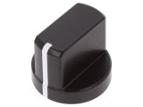 Buton rotativ cu flanșă și indicator aluminiu negru, ax 6mm