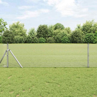 Gard cu s&amp;acirc;rmă sudată cu 7 st&amp;acirc;lpi 0.4x10 m Oțel Galvanizat foto