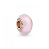 Pandantiv Pandora Moments 789421C00, Sticlă Murano Roz Mat, Placat Aur Roz, 14mm