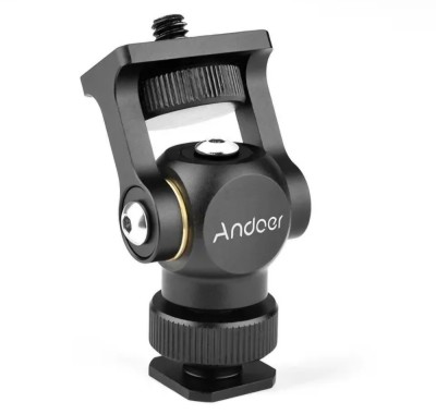 Adaptor 1/4 cu bila reglabila, Andoer, pentru monitor video si lumina LED, prindere cold shoe foto