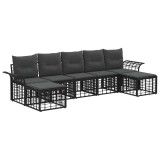 vidaXL Set de canapele de exterior 7 pcs Negru și Gri &icirc;nchis Poliester 3437745