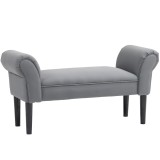 HOMCOM Banchetă pentru marginea patului tapițată &icirc;n in sintetic cu picioare din lemn, brațe și șezut căptușit gri &icirc;nchis | Aosom Romania