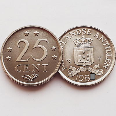 3251 Antilele Olandeze 25 Cents 1983 km 11 aUnc-UNC foto