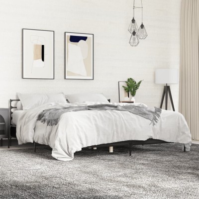 vidaXL Cadru de pat negru 180x200 cm din lemn prelucrat și metal 3280057 foto