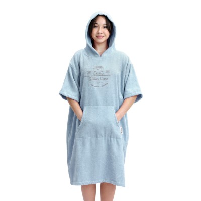 Poncho de baie pentru copii Homelevel, 10-13 ani, Albastru, Bumbac organic, 54976.43 foto