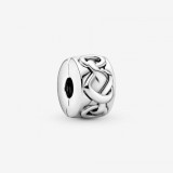 Cumpara ieftin Colier Pandora Momente 798035 Argint 925, Inimioare Impletite, Alb, Femei, Pandantiv Inima, Compatibil Pandora, Cadou Romantic