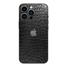 Set Folii Skin Acoperire 360 Compatibile cu Apple iPhone 13 Pro Max - ApcGsm Wraps Skin Leather Croco Black foto