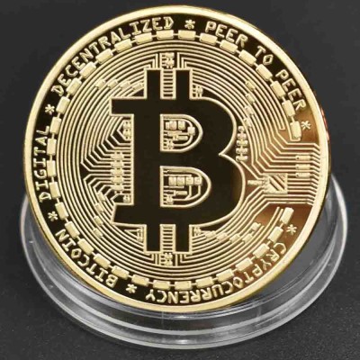 Moneda Bitcoin de Colectie &amp;amp; Suvenir - Criptomoneda Aurie foto
