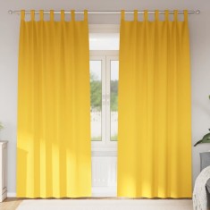 vidaXL Perdele cu perdele 2 pcs galben muștar Poliester