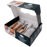 Set de accesorii pentru gradinarit Klara by Esschert Design, 4 piese, inox/lemn/plastic, natur/argintiu