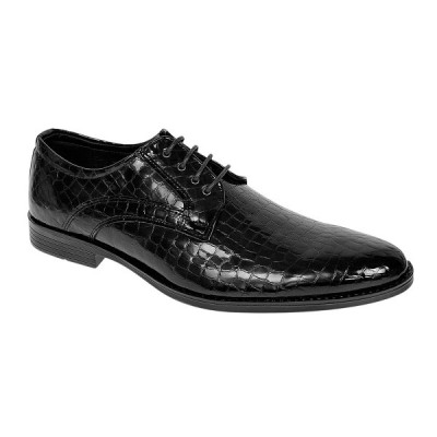 Pantofi eleganti barbati din piele naturala croco lac - Model 818 Negru foto