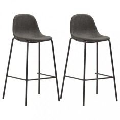 vidaXL Scaune de bar, 2 buc., gri &icirc;nchis, material textil
