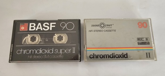 CASETA AUDIO BASF CROMDIOXID SUPER II 90 SI SOUNDCRAFT CROMDIOXID II 90 , TOTAL 2 CASETE .