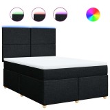 Cumpara ieftin Pat box spring cu saltea, negru, 160x200 cm, textil