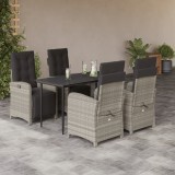 vidaXL Set mobilier de grădină cu perne, 5 piese gri deschis poliratan