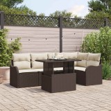 vidaXL Set de canapele pentru grădină cu pernă 6 pcs Maro Poli Rattan 3357201