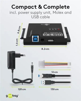 Adaptor de hard disk USB 3.0 pentru IDE si SATA 2.5 / 3.5 inchi Goobay 72013 foto
