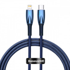 Cablu De încărcare Rapidă Din Seria Baseus Glimmer USB-C - Lightning 20W 480Mbps 1m Albastru CADH000003