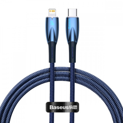Cablu De &amp;icirc;ncărcare Rapidă Din Seria Baseus Glimmer USB-C - Lightning 20W 480Mbps 1m Albastru CADH000003 foto