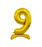 Balon folie stativ sub forma de cifra, auriu 74 cm-Tip Cifra 9