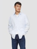 Camasa barbati cu maneca lunga, din bumbac, croiala Regular fit, Albastru deschis, M