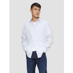 Camasa barbati cu maneca lunga, din bumbac, croiala Regular fit, Albastru deschis, M