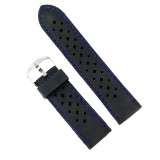 Cumpara ieftin Curea ceas silicon neagra 24mm cusatura albastra Caro Time Veranda