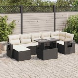 Cumpara ieftin Gossi set mobilier de gradina cu perne, 8 piese, negru, poliratan