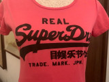 Tricou dama SUPERDRY, mas. S 2+1 gratis, Roz, Bumbac, Maneca scurta