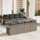 Gossi set canapea gradina cu 9 piese cu perne gri poliratan acacia