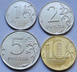 Set 4 monede 1,2,5,10 Ruble 2016 Rusia, unc