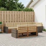 vidaXL Set de canapele de exterior cu pernă 7 pcs Natural și Bej 3383491