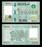 LIBAN █ bancnota █ 100000 Livres █ 2023 █ P-95f █ UNC █ necirculata