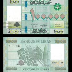 LIBAN █ bancnota █ 100000 Livres █ 2023 █ P-95f █ UNC █ necirculata