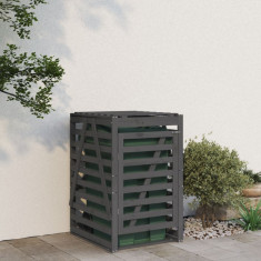 vidaXL Depozitare coș de gunoi, gri, 84x90x128,5 cm, lemn masiv de pin