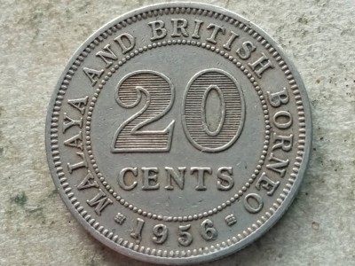 MALAYA AND BRITISH BORNEO-20 CENTS 1956 foto