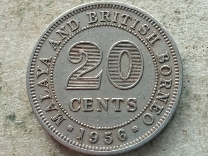 MALAYA AND BRITISH BORNEO-20 CENTS 1956