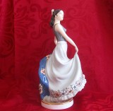 BIBELOU FIGURINA PORTELAN PARTIAL MAT / BISCUIT ROYAL DUX BOHEMIA CEHOSLOVACIA DANSATOARE DE FLEMENCO 26 CM