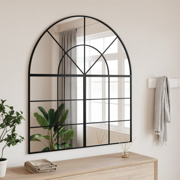Oglinda de perete, negru, 100x110 cm, arcuita, fier GartenMobel Dekor